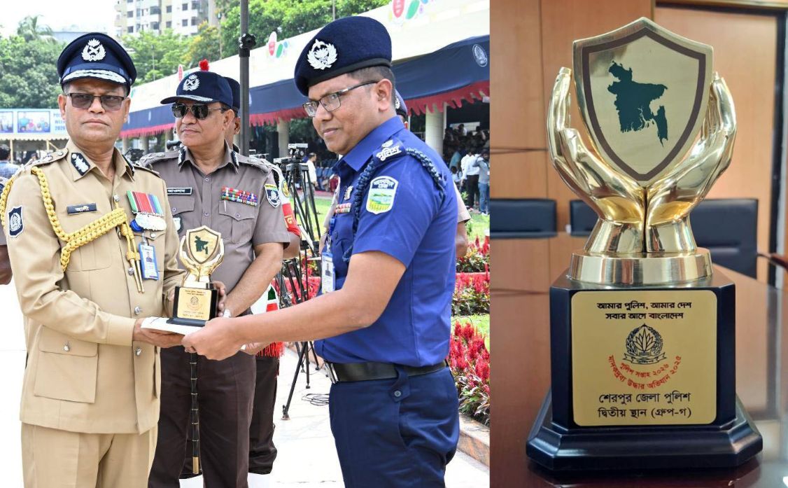 মাদকবিরোধী অভিযানে সারা দেশের মধ্যে দ্বিতীয় স্থান অর্জন শেরপুর জেলা পুলিশের