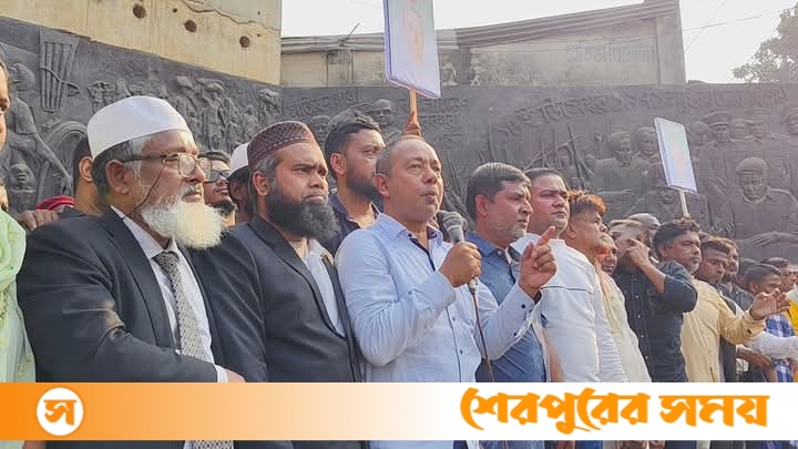 শেরপুরে ৩১ দফা বাস্তবায়নের দাবিতে বিএনপির মিছিল