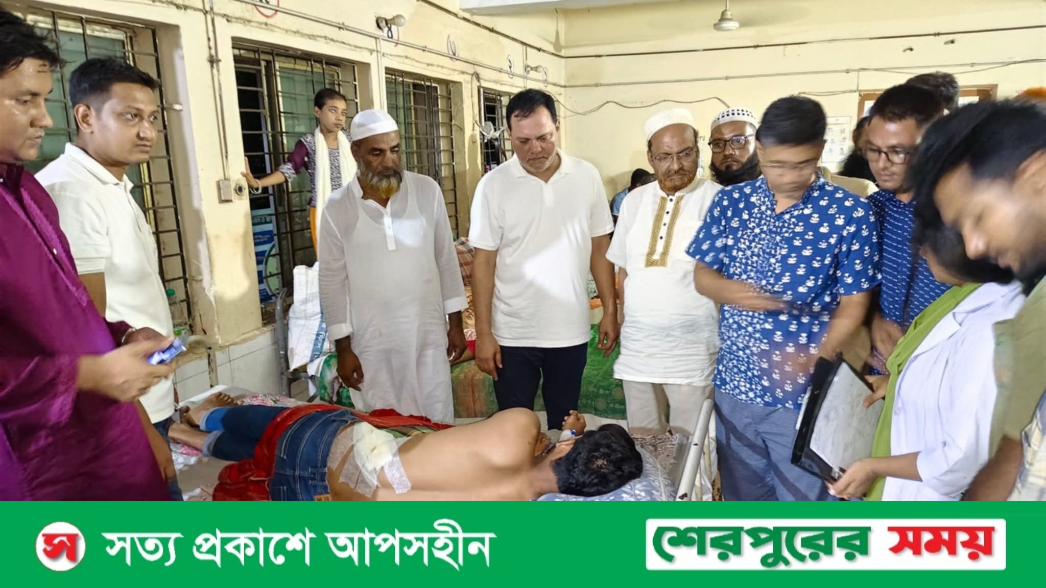 শ্রীবরদীতে আহত ছাত্রদল নেতার শয্যা পাশে সাবেক এমপি রুবেল 